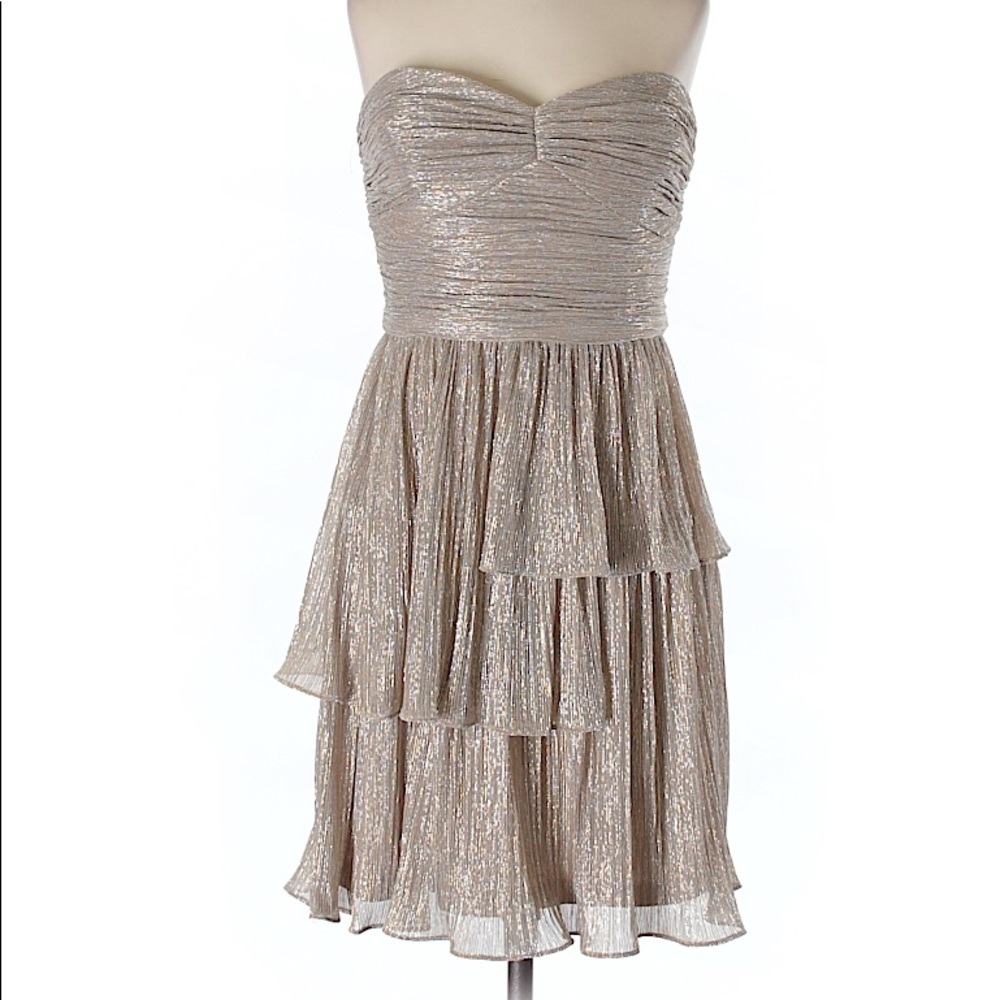 Strapless gold dress
